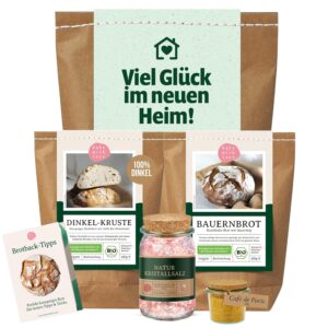 Housewarming Gift for Home & Home – Bread and Salt Housewarming Gift with Organic Bread Baking Mix, Natural Crystal Salt in Jar & Spice – Original Housewarming Gift – Bake with Love