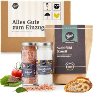 Gepp's Delicatessen Gift Set for Moving I 3 Small Housewarming Gifts without Artificial Additives I Versatile Sunflakes Salt, Pink Crystal Salt & Bread Baking Mix I Gourmet Tasting Set
