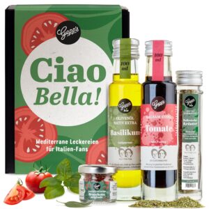 Gepp’s Delicatessen Italian Gift Set, Gift Box with Italian Delicacies such as Organic Olive Oil Basil, Bruschetta Dip, Italian Spice, Fine Gourmet Gift