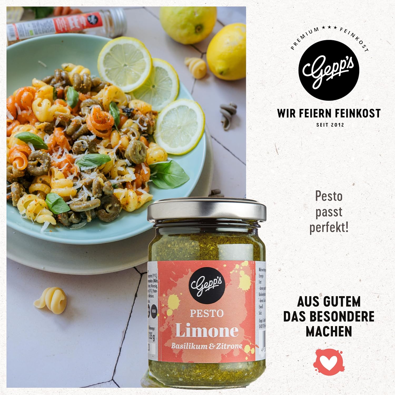 Gepp's Feinkost Lemon Gift Box I Gift Set for Men and Women I Gift Basket Filled with Delicatessen: Organic Olive Oil with Lemon, Pesto Lime and much more – Bild 5