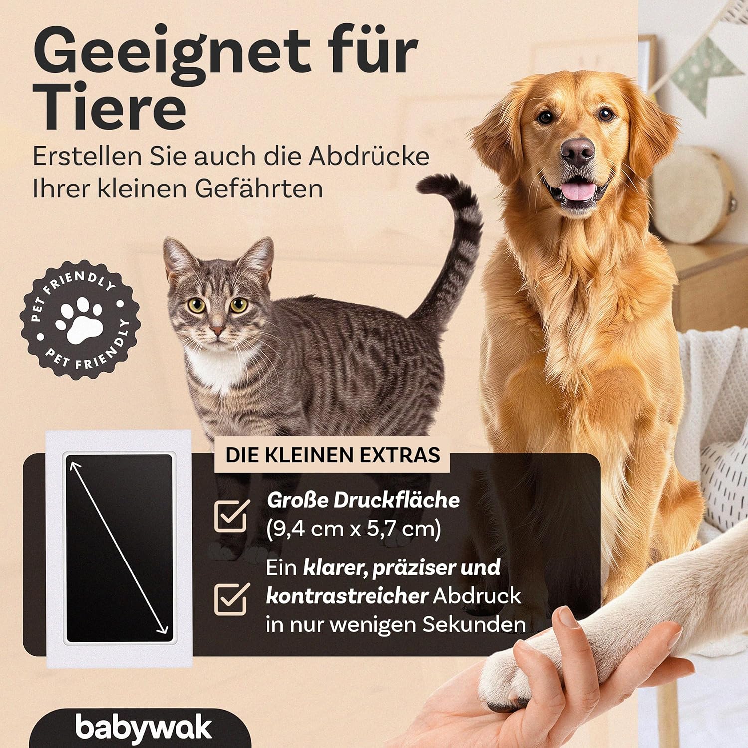Baby-Fußabdruck-Set – Clean Touch, sicher & berührungslos – Erinnerungsstück zur Geburt, Geschenk für Babyparty, Hand- & Fußabdruck für Neugeborene (0-12 Monate) – Bild 5