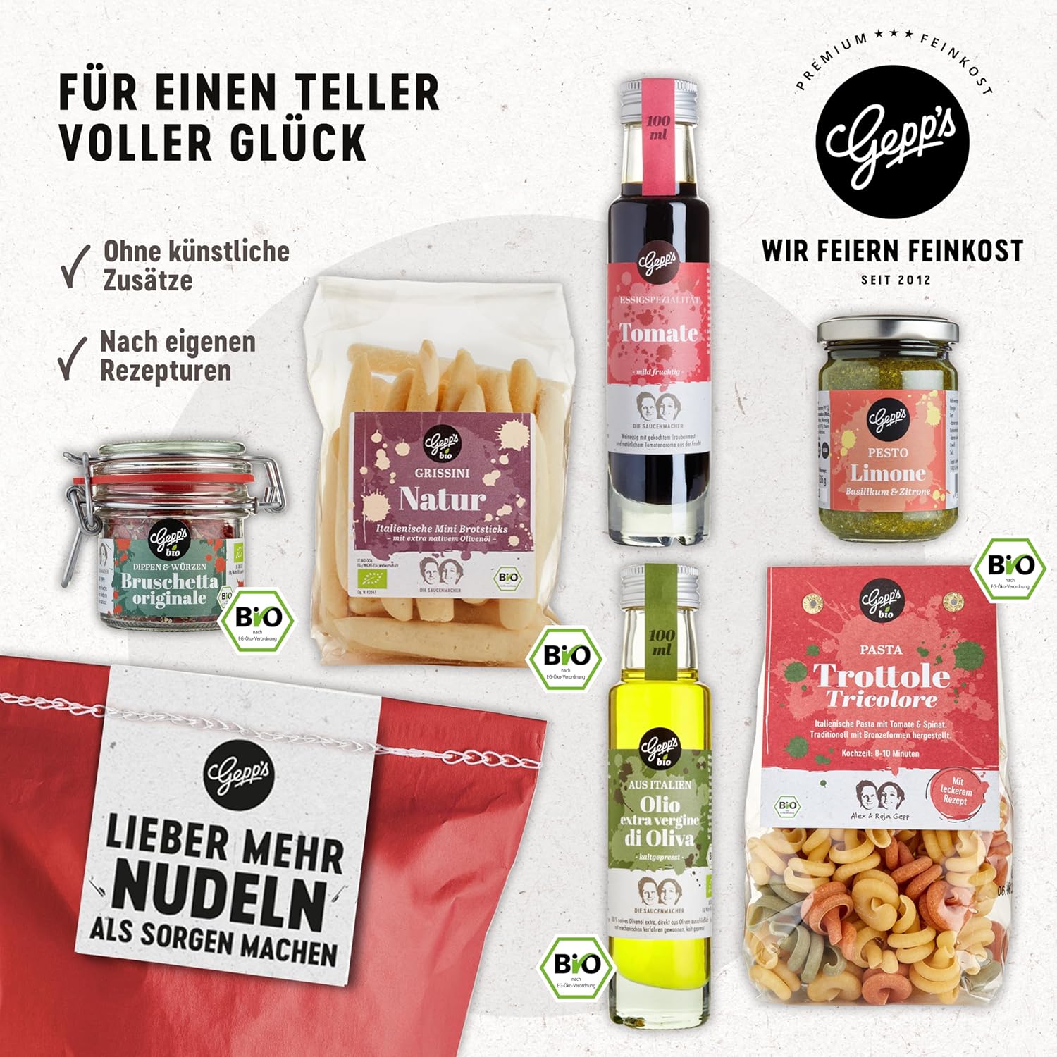Gepp's Feinkost Wonder Bag – Better More Noodles than Worry I Gift Idea for Mother's Day with Delicacies such as Italian-Made Pasta, Pesto Lime, Organic Bruschetta Dip – Bild 3