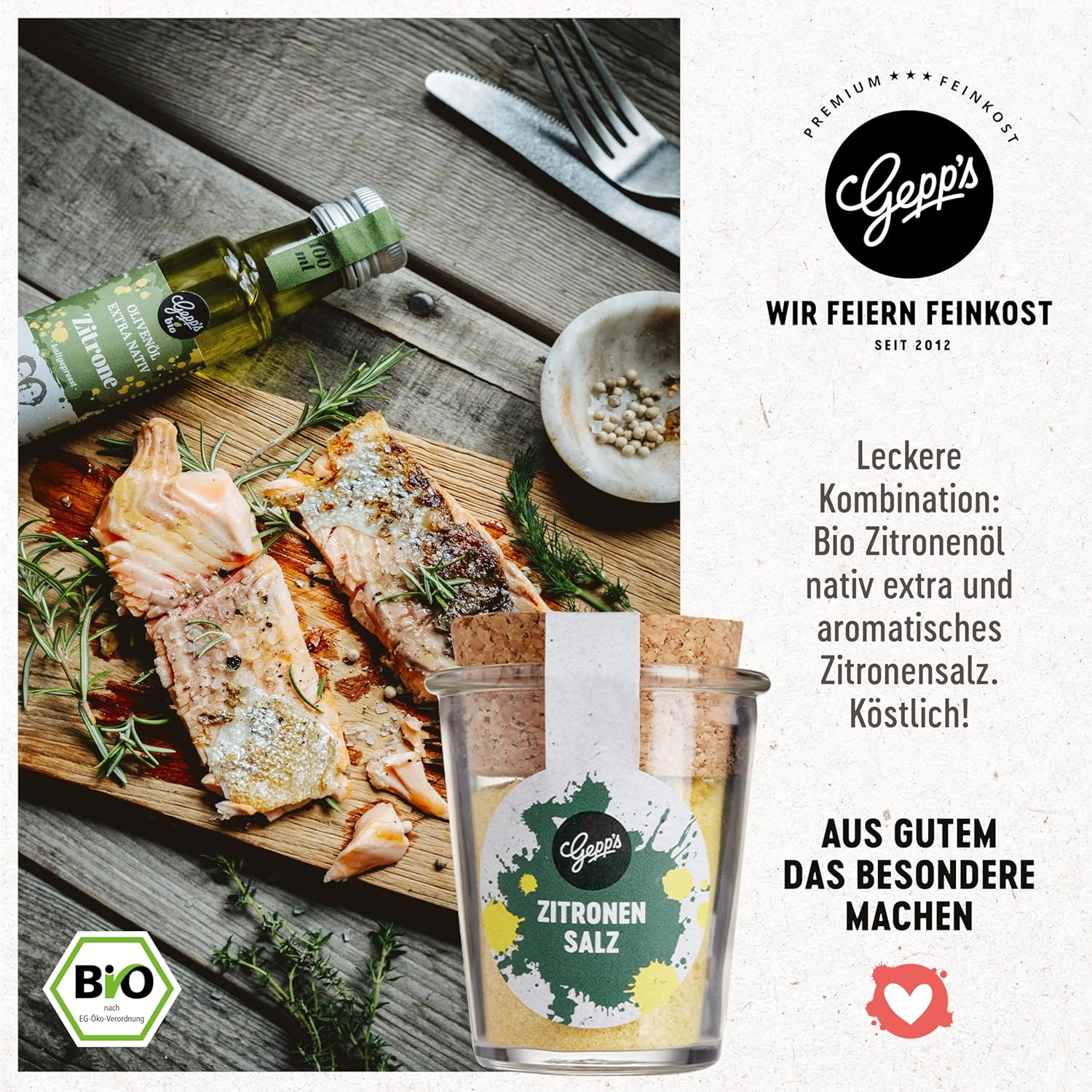 Gepp's Feinkost Lemon Gift Box I Gift Set for Men and Women I Gift Basket Filled with Delicatessen: Organic Olive Oil with Lemon, Pesto Lime and much more – Bild 7
