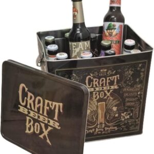 KALEA Beer Box, Metal Box with 3D Embossing, 12 x 0.33 L Beer Specialities, Gift Idea for Beer Lovers, Father's Day (Kraft Box, 12 x 0.33 L)