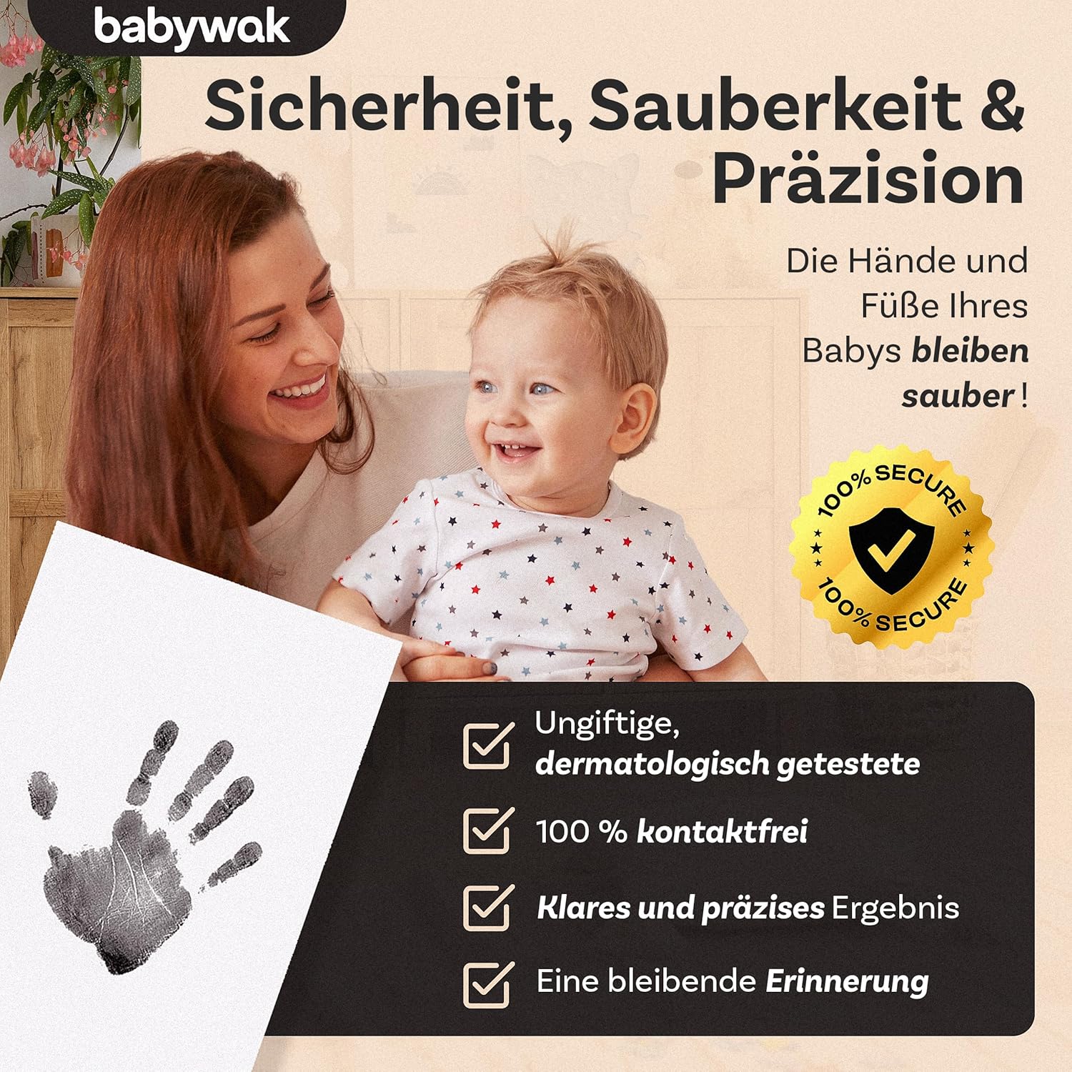Baby-Fußabdruck-Set – Clean Touch, sicher & berührungslos – Erinnerungsstück zur Geburt, Geschenk für Babyparty, Hand- & Fußabdruck für Neugeborene (0-12 Monate) – Bild 4