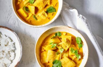 Fischcurry mit Ajvar und Mango