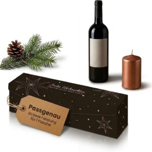 1000 x Gift Boxes for 1 Bottle 380 x 95 x 90 mm Kraft Paper Christmas Natural Black