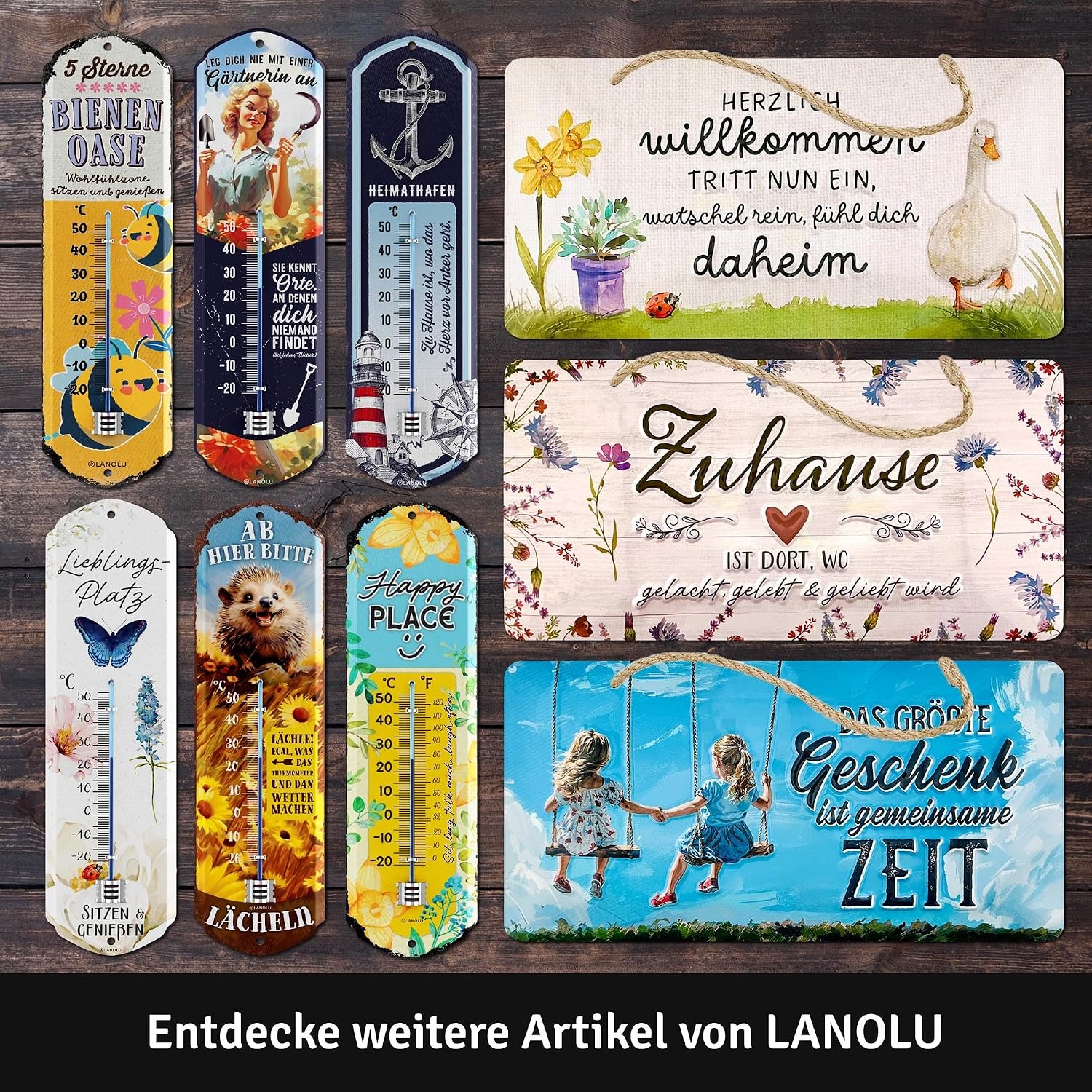 LANOLU Retro Tin Sign with Sayings Funny - WEIN! Keine gute Geschichte hat je mit einem Salat angefangen! - Vintage Metal Sign with Saying - Kitchen Picture and Shabby Chic Wall Decoration Kitchen 16 x 32 cm – Bild 6