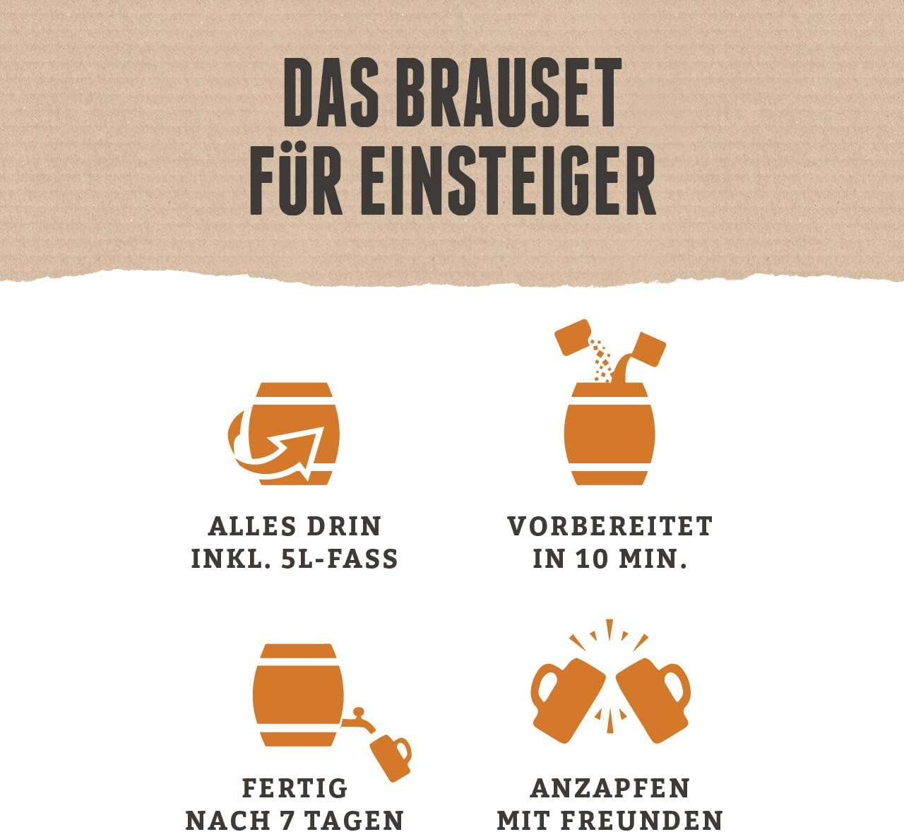 Braufaesschen Beer Brewing Set for Brewing Yourself, Birthday Beer in 5L Barrel, Delicious Beer Brewed in 7 Days, Perfect Men's Gift – Bild 6
