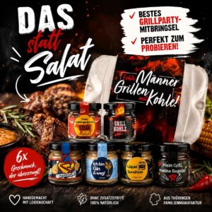 Altenburger Origanl Mustard Set Barbecue Gift Set "Real Men Grilling with Charcoal", Gift Idea for Men and Women, Gift Basket, Gift Box as Easter Gift