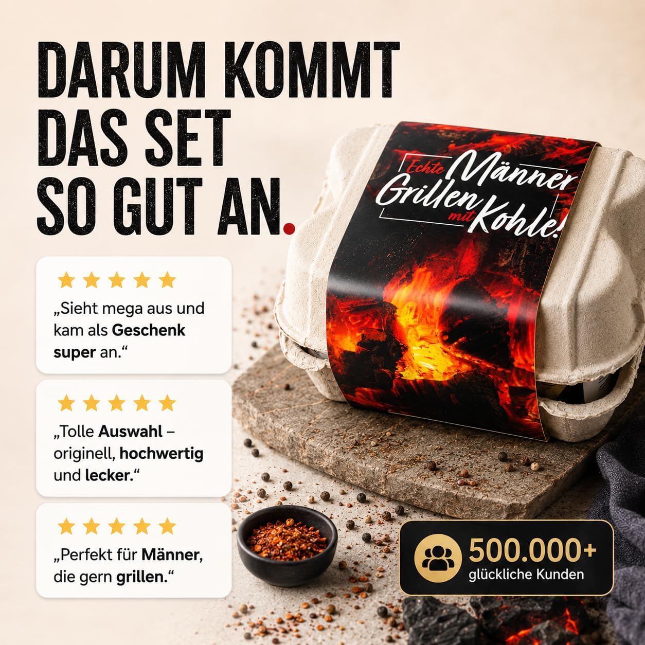 Altenburger Origanl Mustard Set Barbecue Gift Set "Real Men Grilling with Charcoal", Gift Idea for Men and Women, Gift Basket, Gift Box as Easter Gift – Bild 3