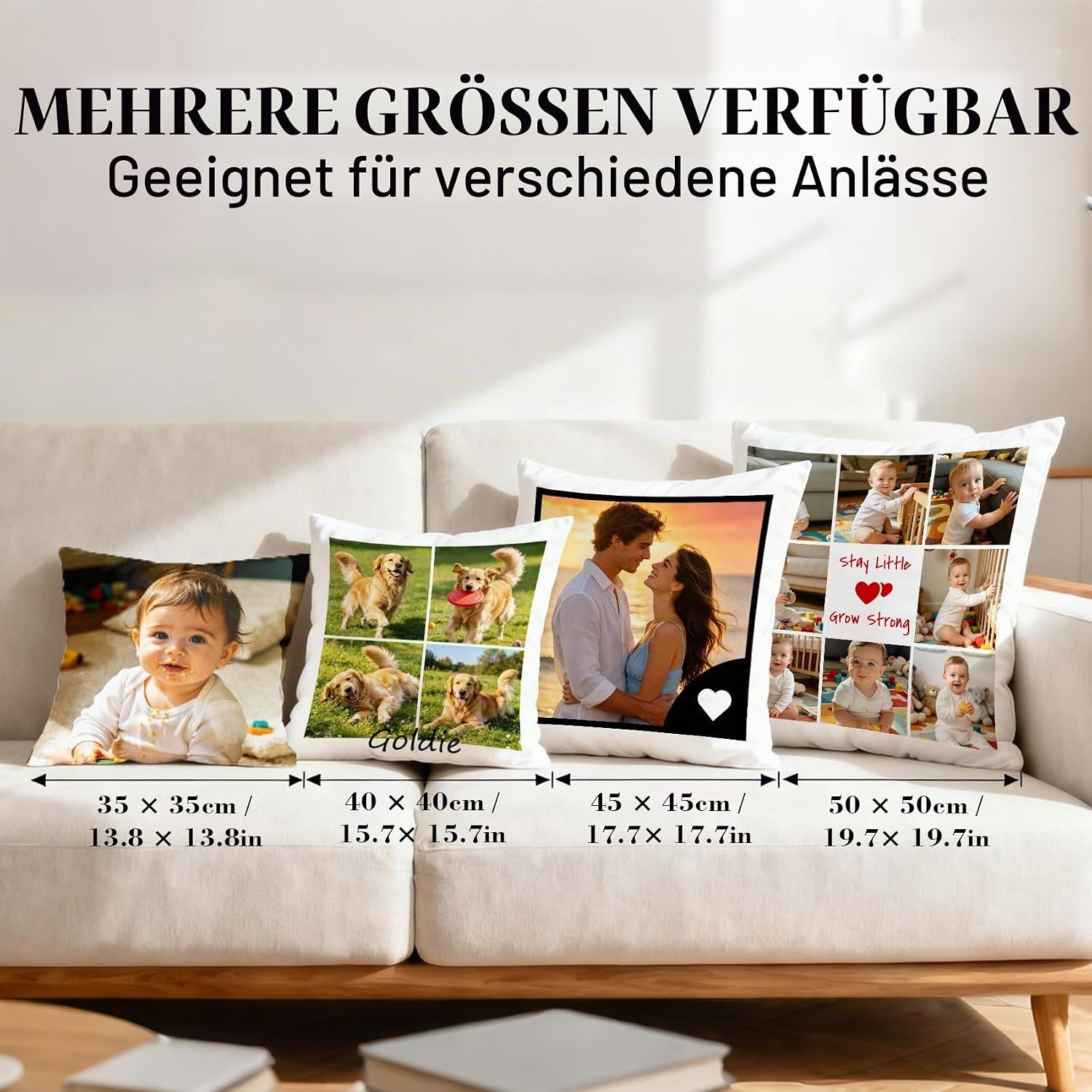 Cushion with Photo Personalised, Photo Cushion Design Your Own Picture, Memory Pillow Individual, Personal Gift for Family, Partner, Friends (Photo 3) – Bild 5