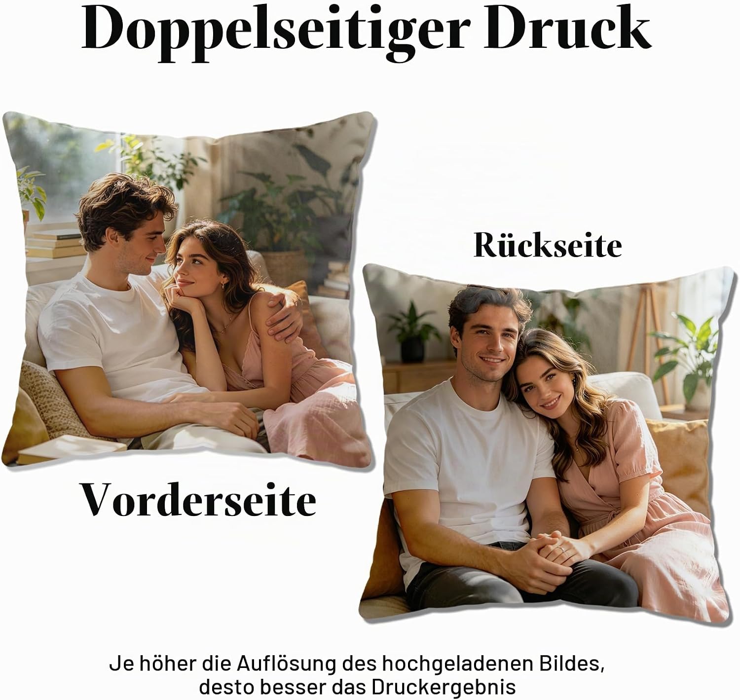 Cushion with Photo Personalised, Photo Cushion Design Your Own Picture, Memory Pillow Individual, Personal Gift for Family, Partner, Friends (Photo 3) – Bild 6