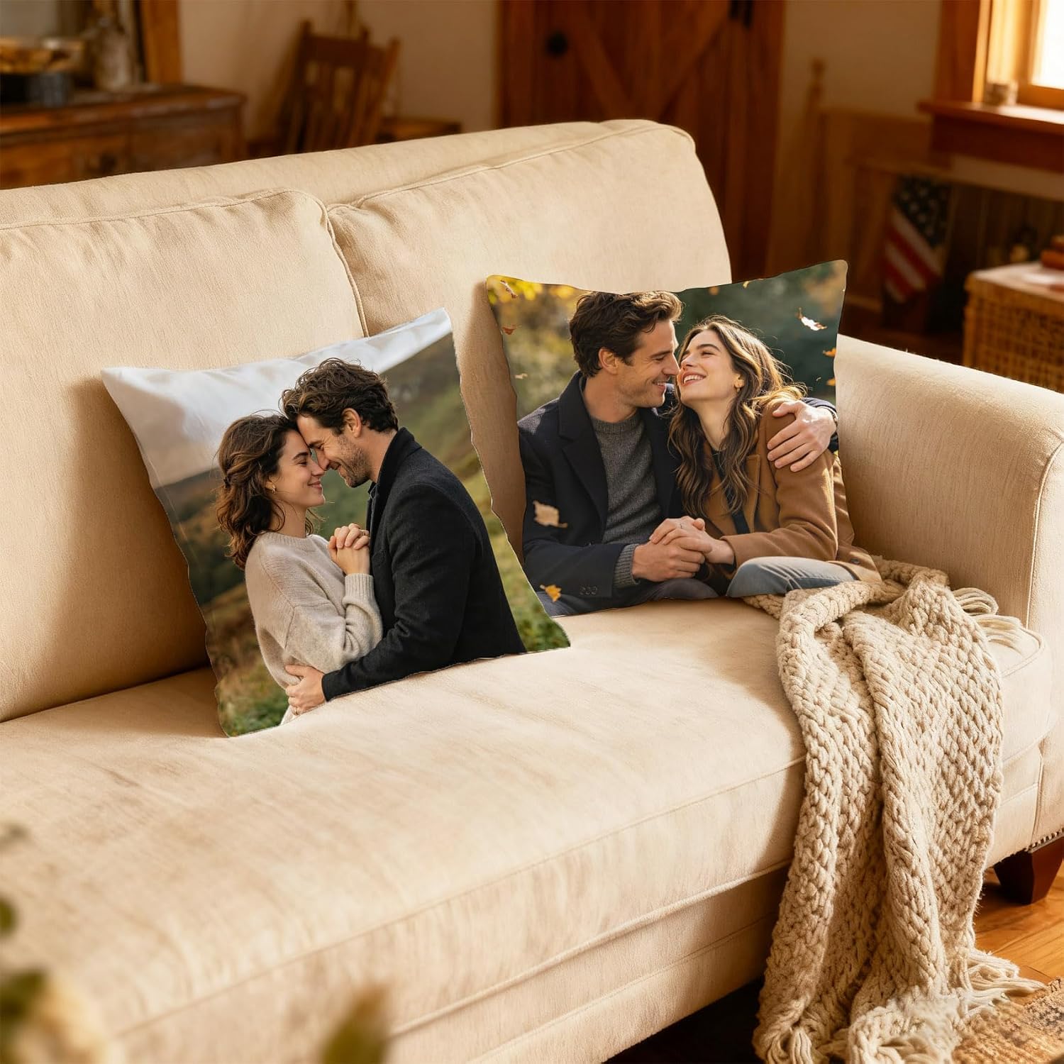 Cushion with Photo Personalised, Photo Cushion Design Your Own Picture, Memory Pillow Individual, Personal Gift for Family, Partner, Friends (Photo D-1) – Bild 4