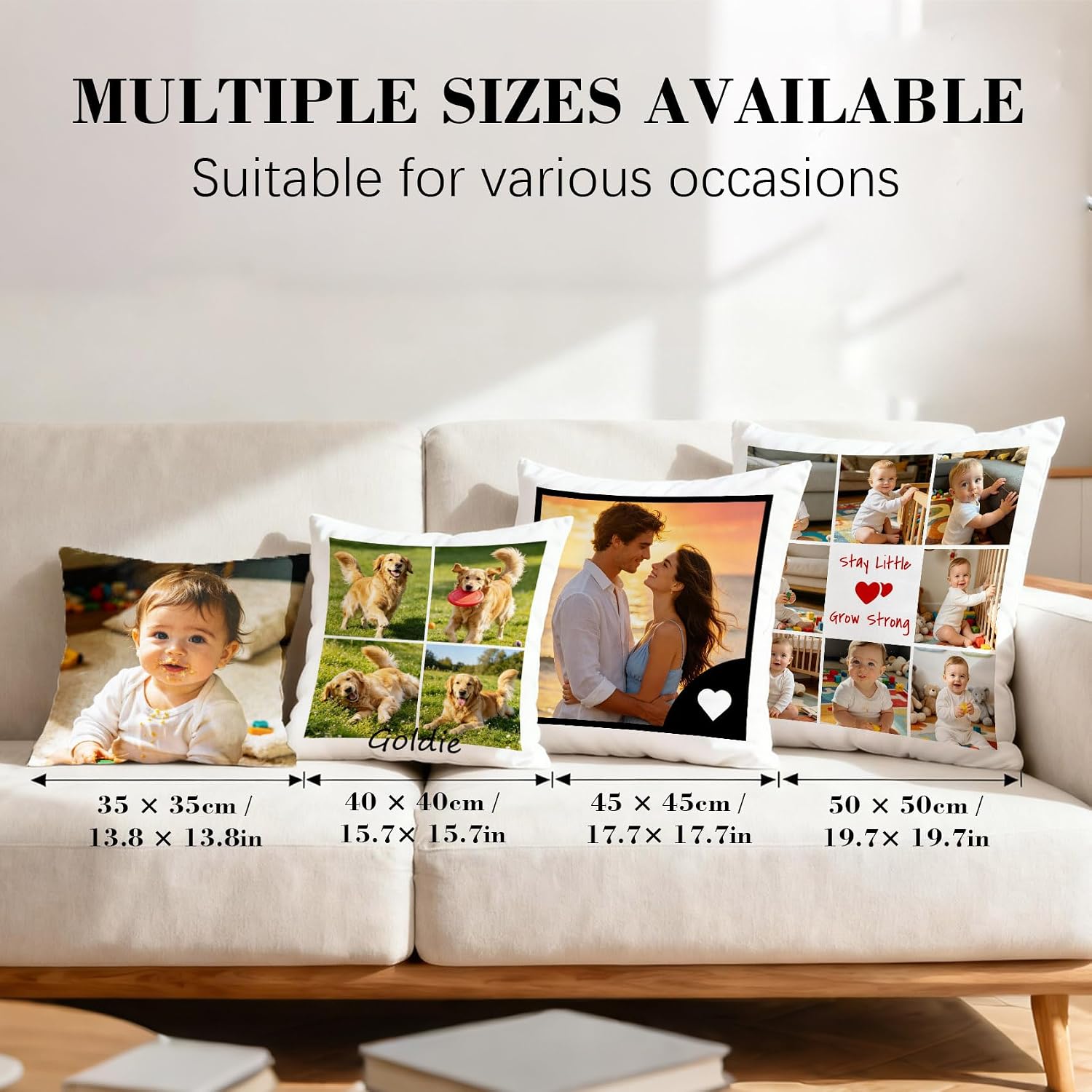 Cushion with Photo Personalised, Photo Cushion Design Your Own Picture, Memory Pillow Individual, Personal Gift for Family, Partner, Friends (Photo D-1) – Bild 5