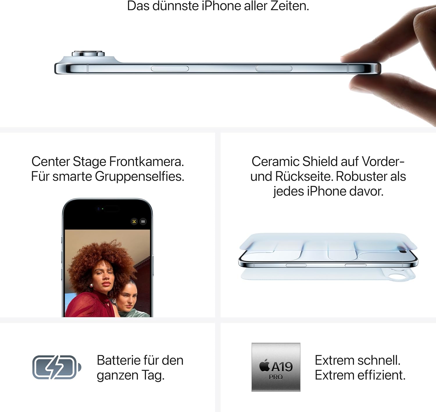 Apple iPhone Air 1 TB: Thinnest iPhone Ever, 6.5 Inch Display with ProMotion up to 120 Hz, Strong A19 Pro Chip, Centre Stage Front Camera, Battery for All Day, eSim; Sky Blue – Bild 4