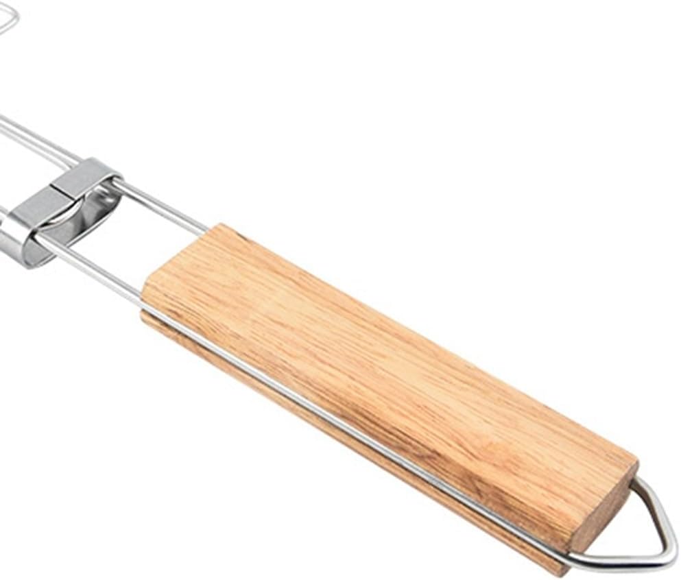 Robuster Wurstkorb - Abschließbar hält Nicr 6 zum Grillen Hitzebeständig Picknick Camping Outdoor BBQ Gitter Eisen Grillen mit Holzgriff für ideale Bratwurst – Bild 4