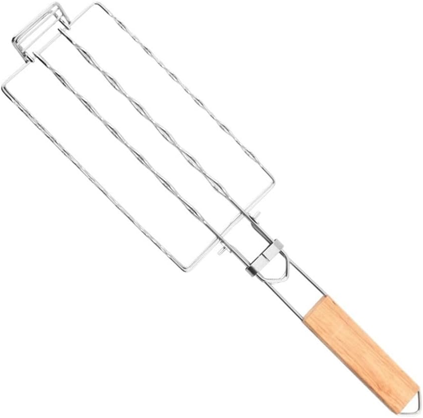 Robuster Wurstkorb - Abschließbar hält Nicr 6 zum Grillen Hitzebeständig Picknick Camping Outdoor BBQ Gitter Eisen Grillen mit Holzgriff für ideale Bratwurst – Bild 6