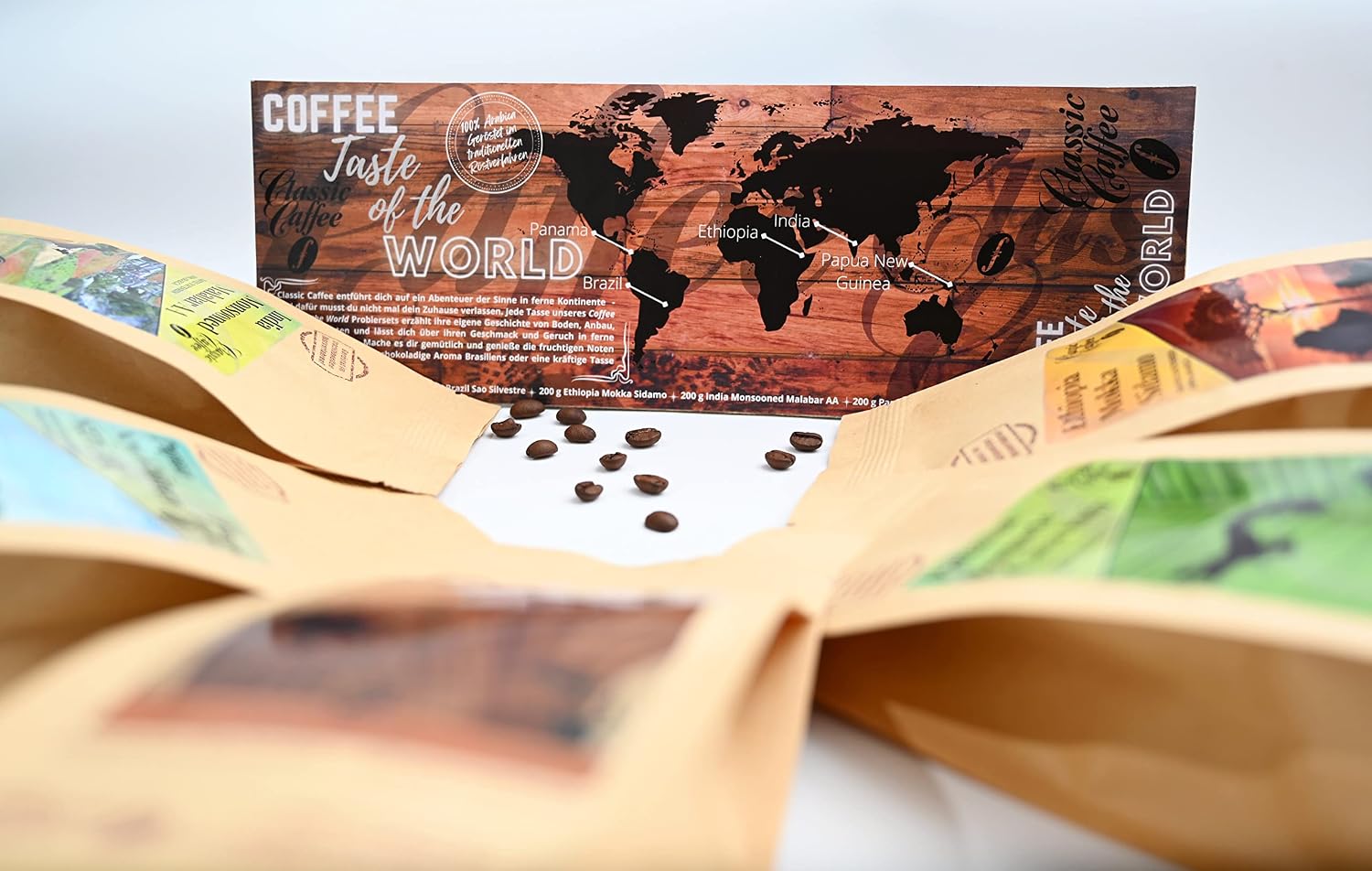 Classic Caffee - Premium Coffee World Travel Tasting Set 5 x 200 g Coffee Gift Set from Around the World - Coffee Lovers Gift - 100% Arabica - Medium Roast (Ground) – Bild 2