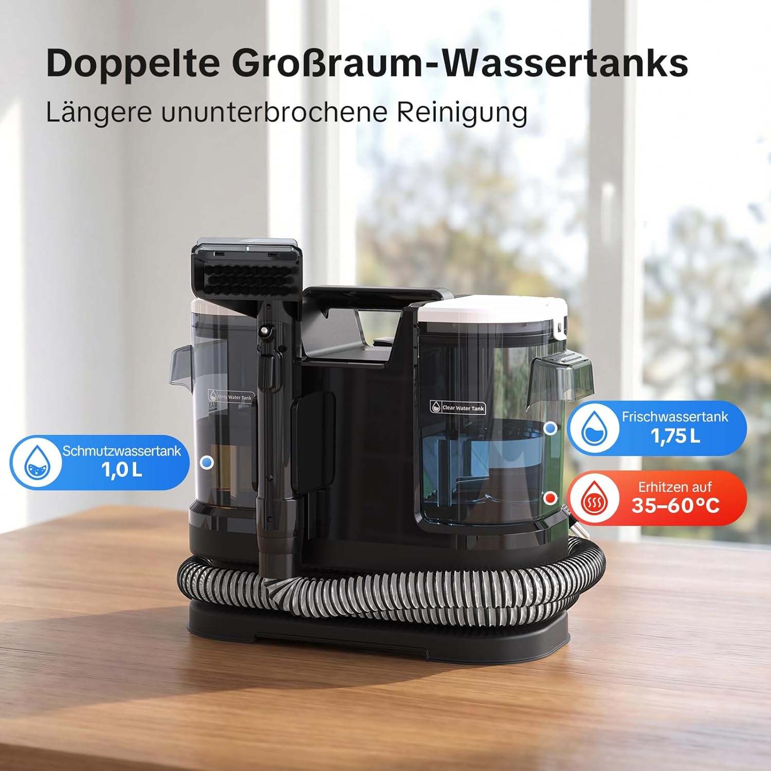 Lubluelu Upholstery cleaner device, 1400 W, 20 kPa, heats water in 10 – Bild 4