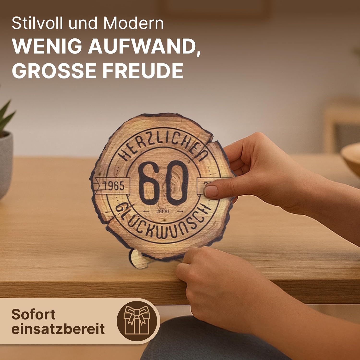 DARO Design Engraved Tree Disc for 15th Anniversary - Wooden Company Anniversary Gift - Service Anniversary Wooden Gifts with Engraving - Thickness 6 mm, Diameter 20 cm – Bild 4