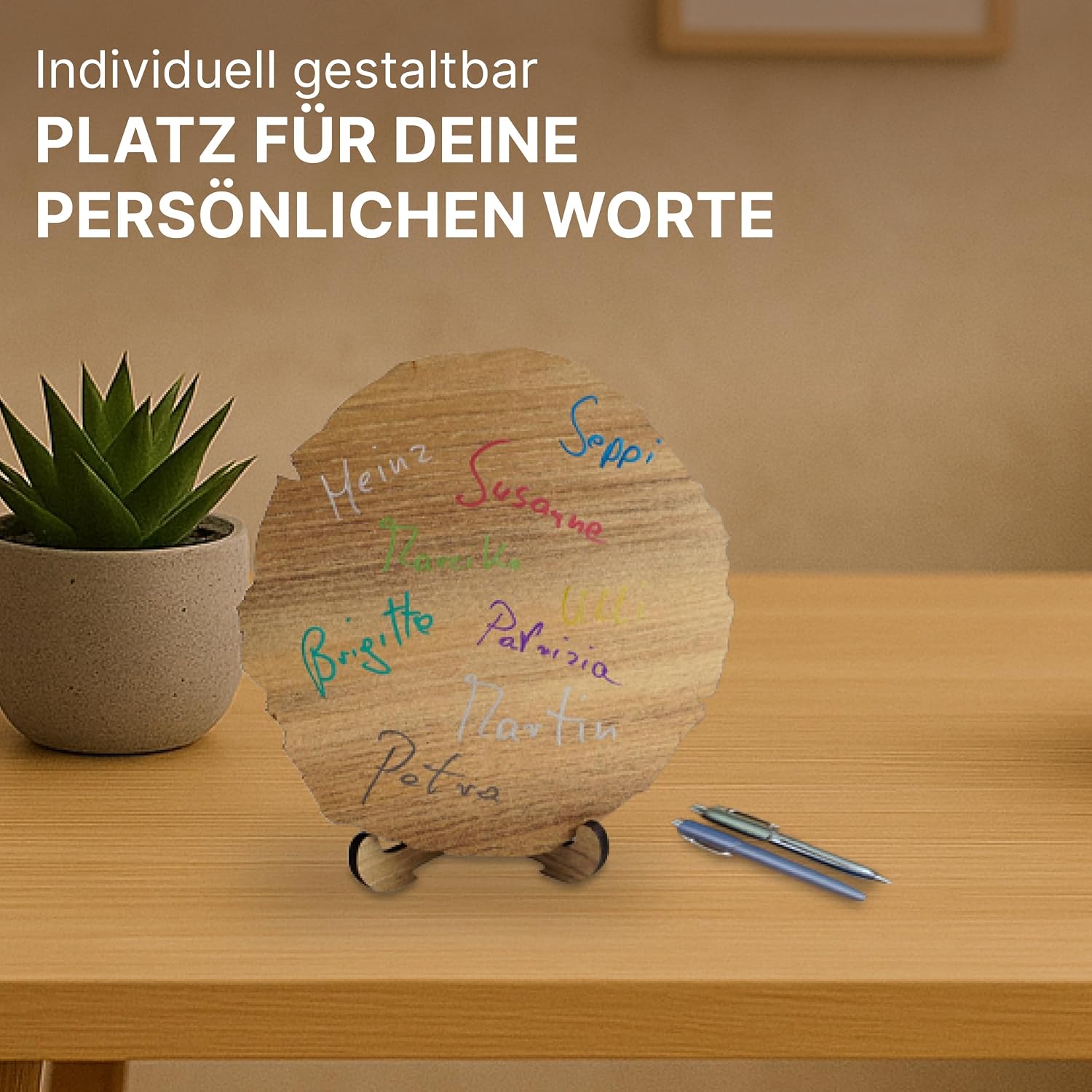 DARO Design Engraved Tree Disc for 15th Anniversary - Wooden Company Anniversary Gift - Service Anniversary Wooden Gifts with Engraving - Thickness 6 mm, Diameter 20 cm – Bild 5