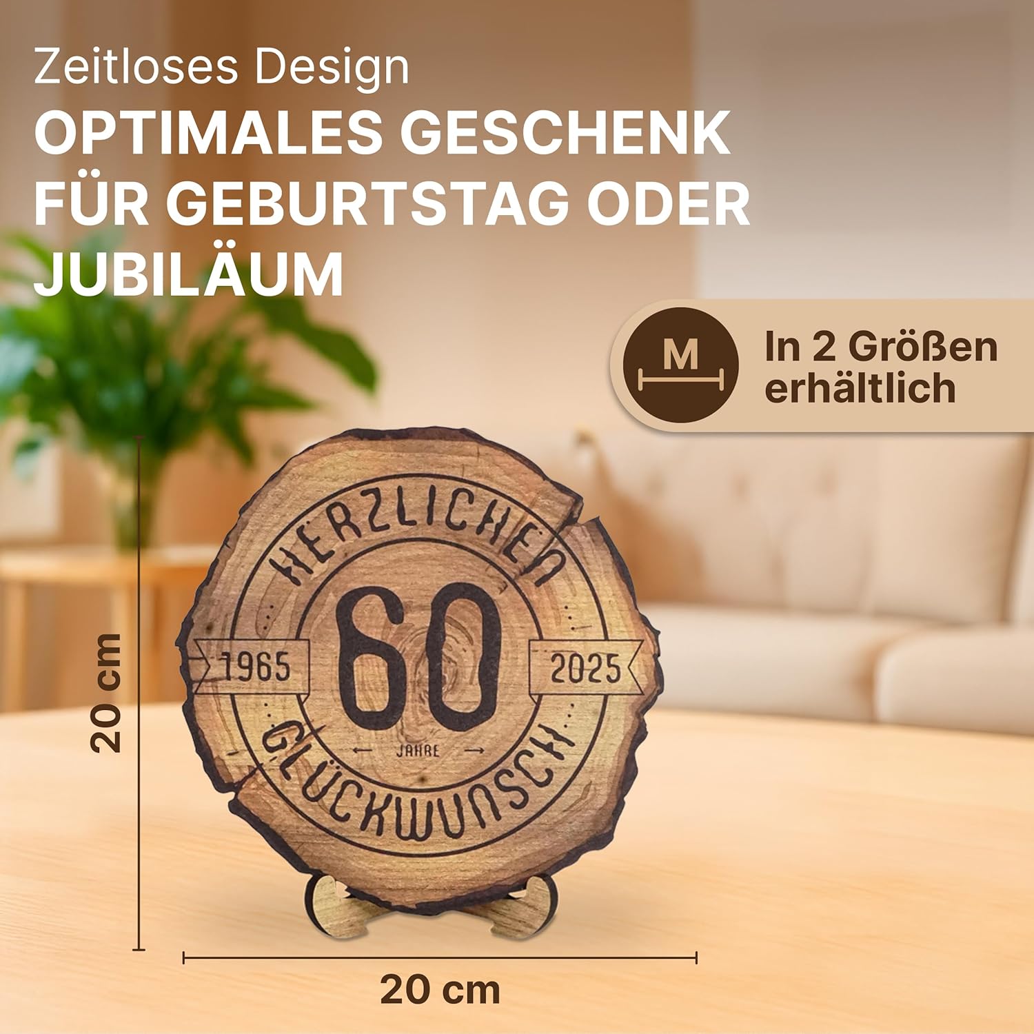 DARO Design Engraved Round Wooden Plaque, Gift for Anniversaries, Birthdays, Congratulations – Bild 2