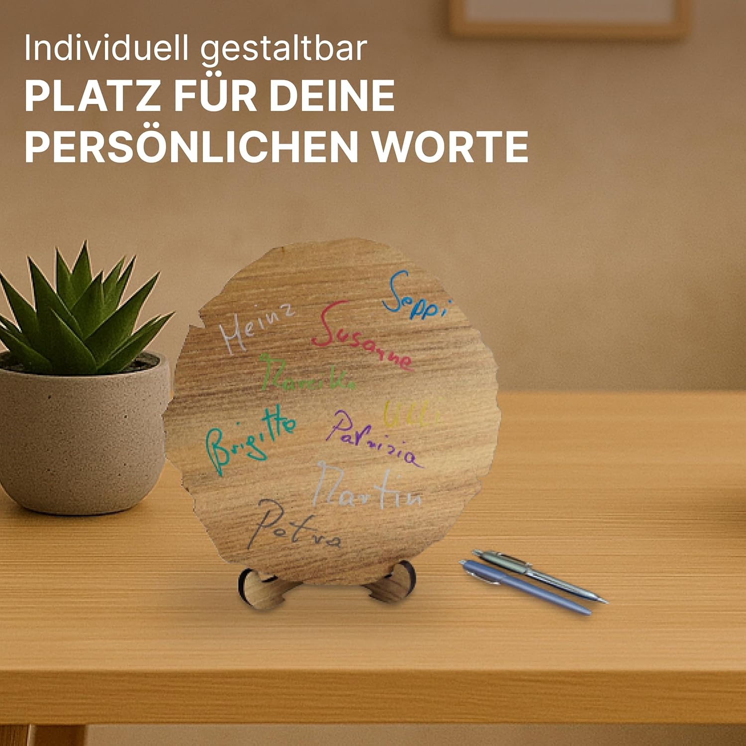DARO Design Engraved Round Wooden Plaque, Gift for Anniversaries, Birthdays, Congratulations – Bild 5