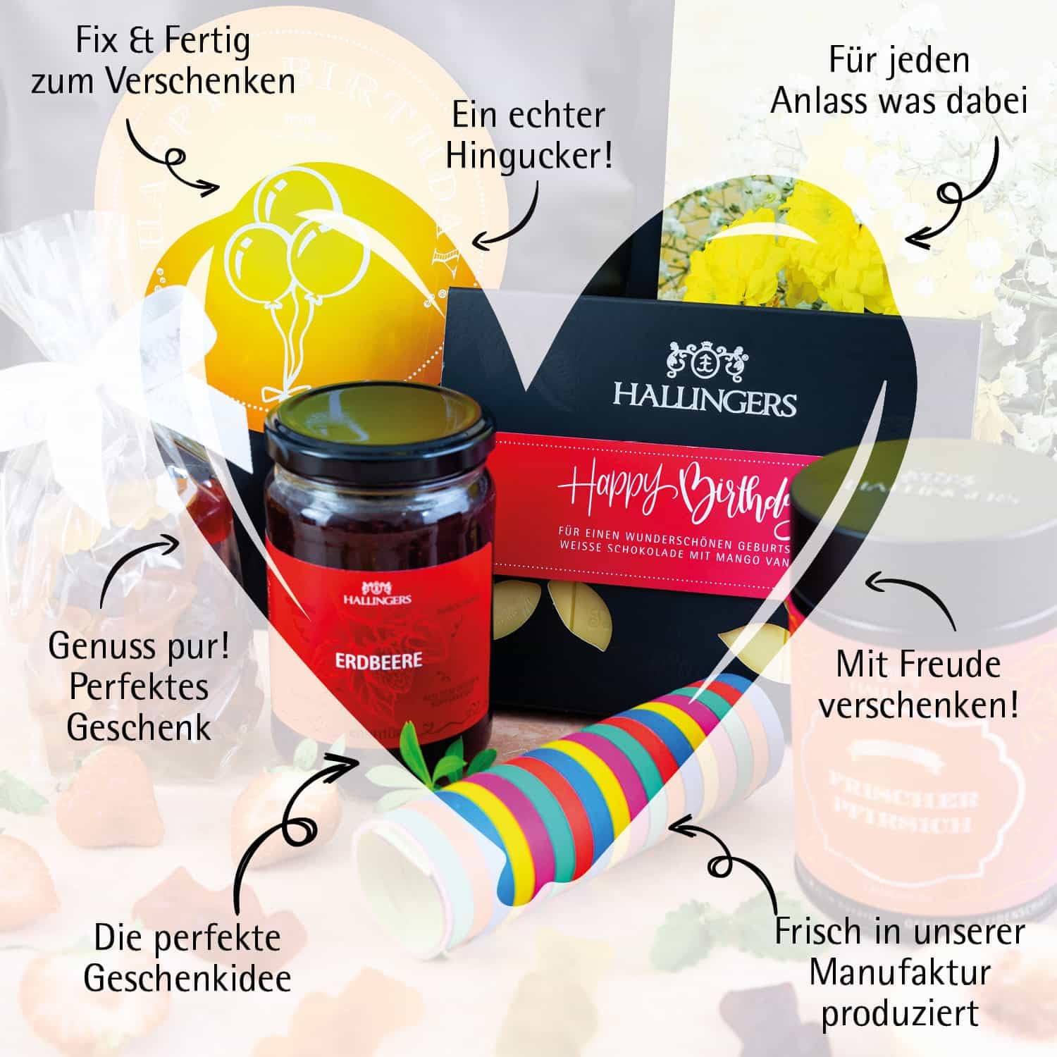 Hallingers Wedding Gift Set - 3-Piece Gift Set with Tea, Jam and Spice - Delicatessen Enjoyment Set as Gift Idea, Gourmet Gift Vegan (Set) - Gift Ideas Christmas & Gifts Advent Calendars – Bild 7