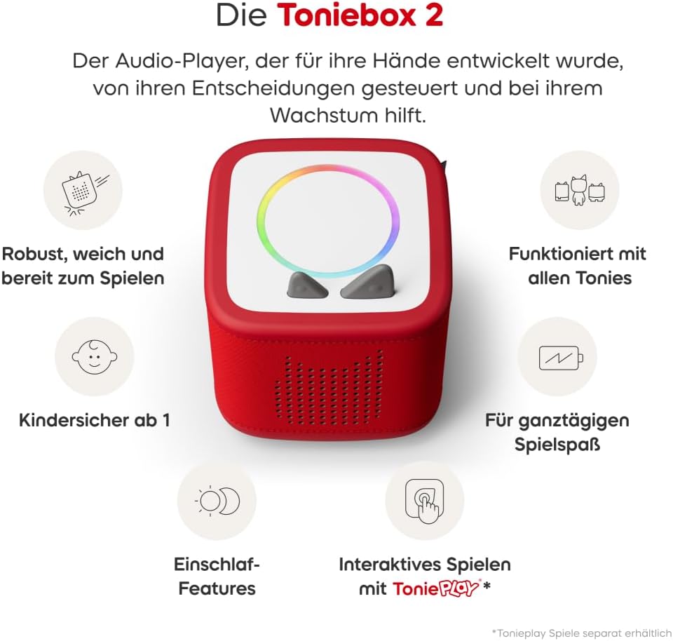 tonies Toniebox 2 Tonieplay Bundle Including 1 Tonieplay Game + Controller: Lalalinos, Red, Audio Player for Audio Books, Songs, Sleep and Tonieplay for Children – Bild 5