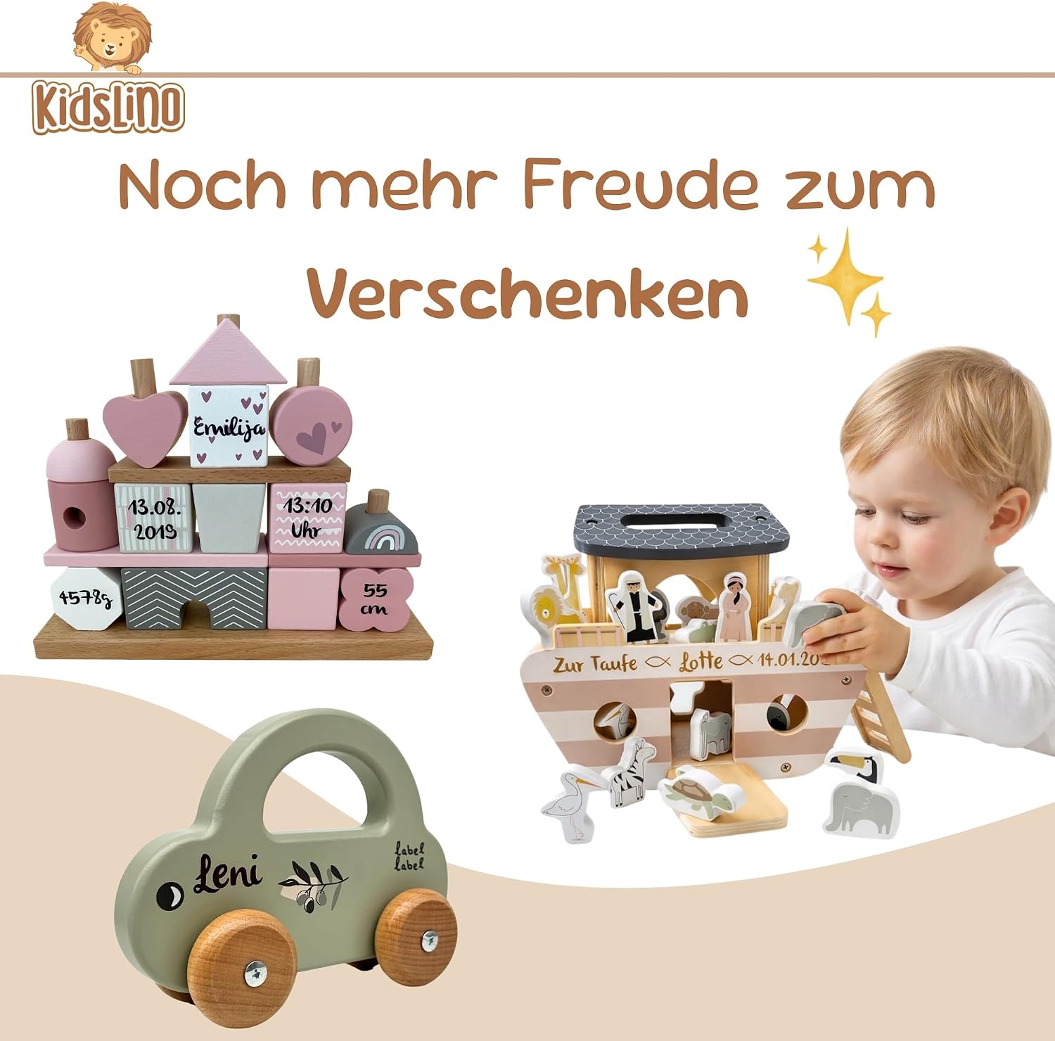 Personalised Wooden Train Blue - Personalised Gifts Baby I Plug Toy I Gift for Birth Boy I Wooden Train with Name & Birth Data - Label Label – Bild 9