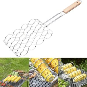 Eisenbeschichteter Wurstkorb, BBQ-Grill, hitzebeständiger Hot-Dog-Halter mit Grillspuren, leicht zu reinigender Metall-Grill-Clip, Lagerfeuer, Kochen, 57 x 18 x 5 cm