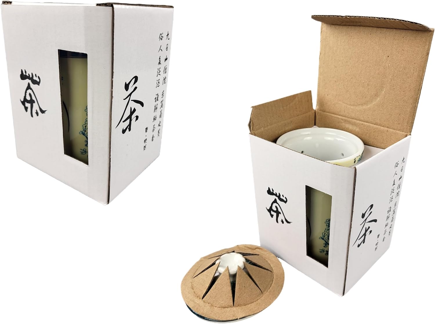 Ceramic Tea Cup with Lid + Strainer for Loose Tea with Asian Motif (Green Dragon, 494) Japanese Chinese Cup for Tea Lovers, Porcellan Coffee Gift Set Asia Asia Mug Cup – Bild 6