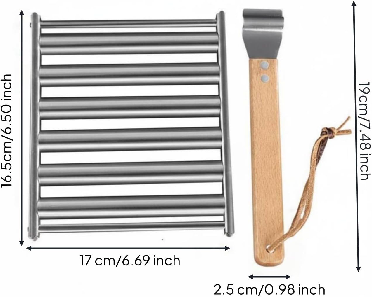 Grillrost Wurstgitter Wurstgrill Wurstkorb aus Edelstahl mit Rollender Drehfunktion Und Sicherem Holzgriff für Grillen Am Lagerfeuer Balkon Garten Wochenendausflug, size to 2 – Bild 4
