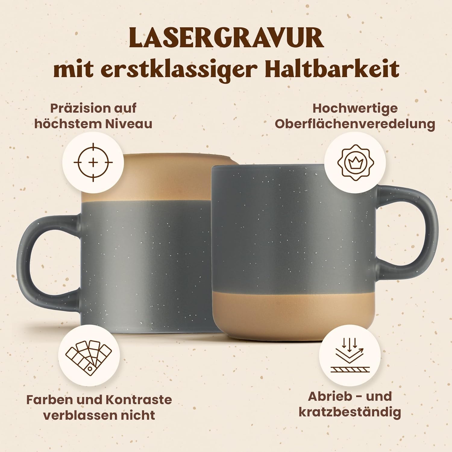 LIEBTASTISCH Mug with Engraving Rings Personalised – Gifts for Couples, Lovers – Gift Idea for Boyfriend, Girlfriend, Spouse – Anniversary, Anniversary, Grey – Bild 6