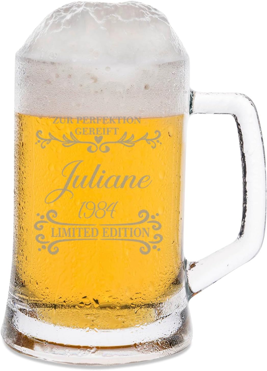 GRAVURZEILE Beer Mug with Engraving – Matured to Perfection – Personalised with Name and Date – Gifts for Him and Her – Personal Gift for Birthday or Christmas – Size: 0.5 L – Bild 2