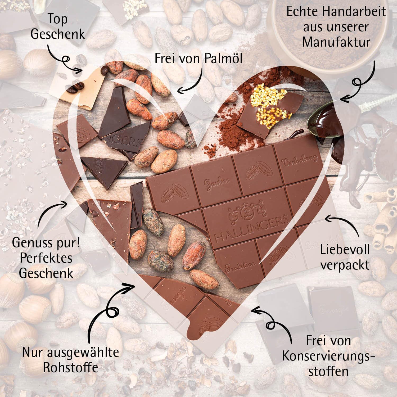 Hallingers Genuss Manufaktur Vegan Chocolate Mother's Day Gift - Bar Made of Handmade Fine Cocoa without Alcohol Elegant Cardboard "Für Oma" Coffee Gift Idea for Mum Grandma – Bild 7