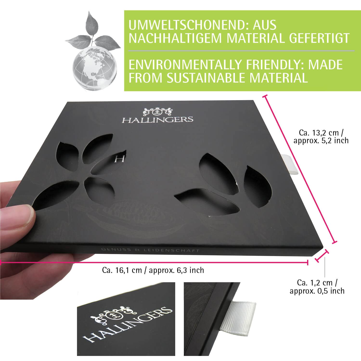Hallingers Genuss Manufaktur Vegan Chocolate Mother's Day Gift - Bar Made of Handmade Fine Cocoa without Alcohol Elegant Cardboard "Für Oma" Coffee Gift Idea for Mum Grandma – Bild 8