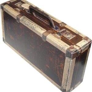 Wooden Effect Vintage Suitcase - Wooden Cardboard Gift Basket for Birthday, Travel, Camping - Gift Basket for Wine Bottles or as a Play Case for Children