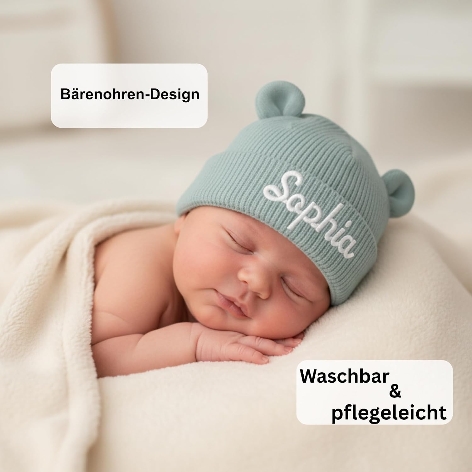 Baby Hat Personalised with Name - Knitted Hat Baby 6-24 Months, First Hat & Toddler Hat, Personalised Baby Gift for Birth, Baby Gift – Bild 2