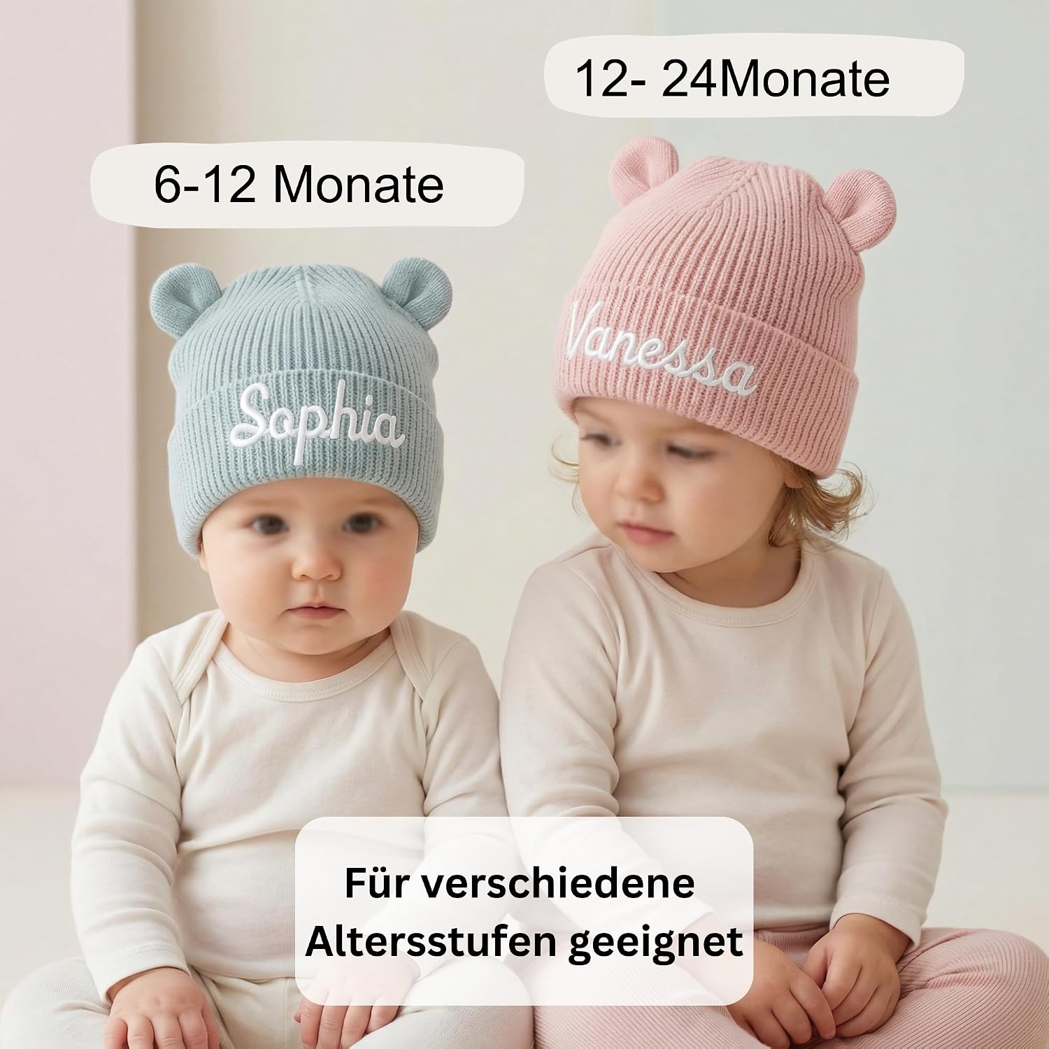 Baby Hat Personalised with Name - Knitted Hat Baby 6-24 Months, First Hat & Toddler Hat, Personalised Baby Gift for Birth, Baby Gift – Bild 5