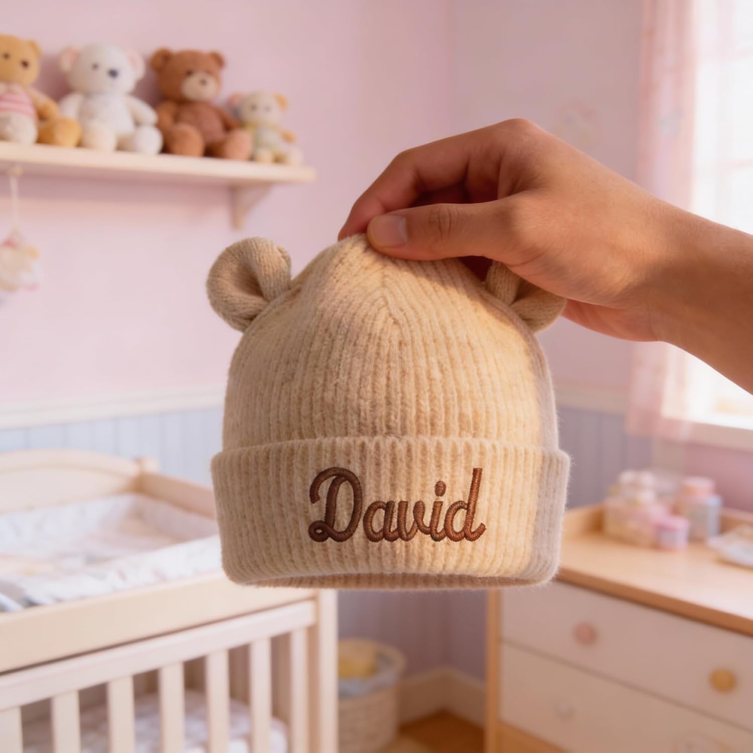 Baby Hat Personalised with Name - Knitted Hat Baby 6-24 Months, First Hat & Toddler Hat, Personalised Baby Gift for Birth, Baby Gift – Bild 6