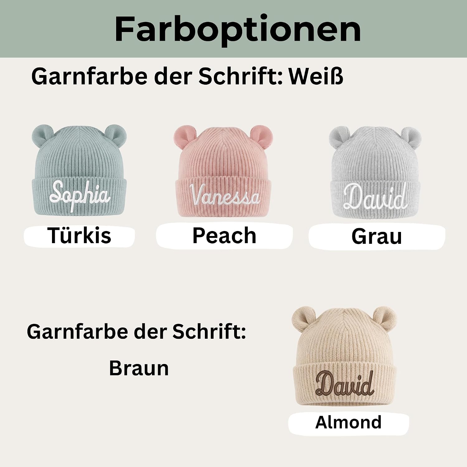 Baby Hat Personalised with Name - Knitted Hat Baby 6-24 Months, First Hat & Toddler Hat, Personalised Baby Gift for Birth, Baby Gift – Bild 8