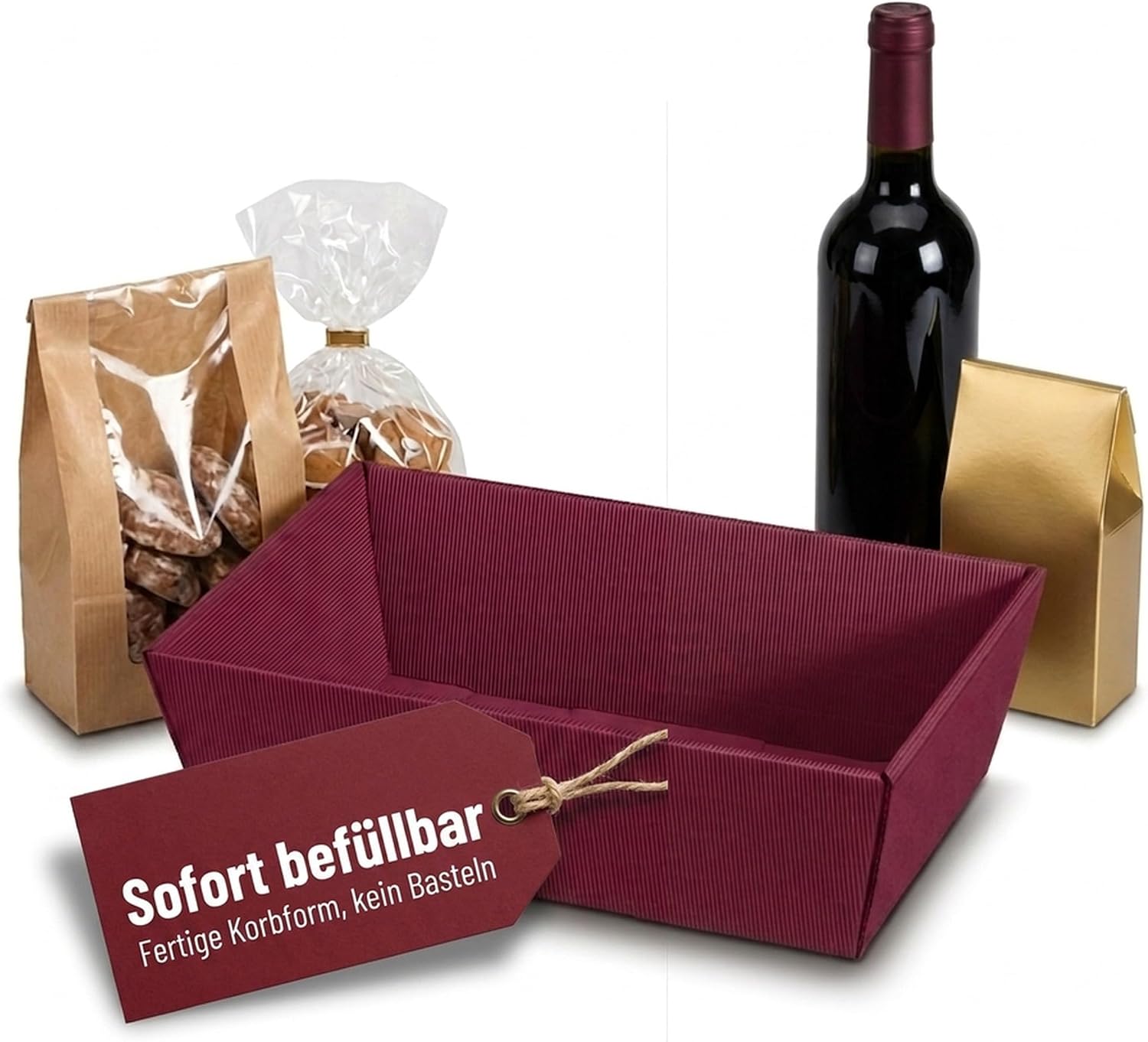 500 x Gift Baskets 330 x 190 x 110 mm Open Wave Red Bordeaux