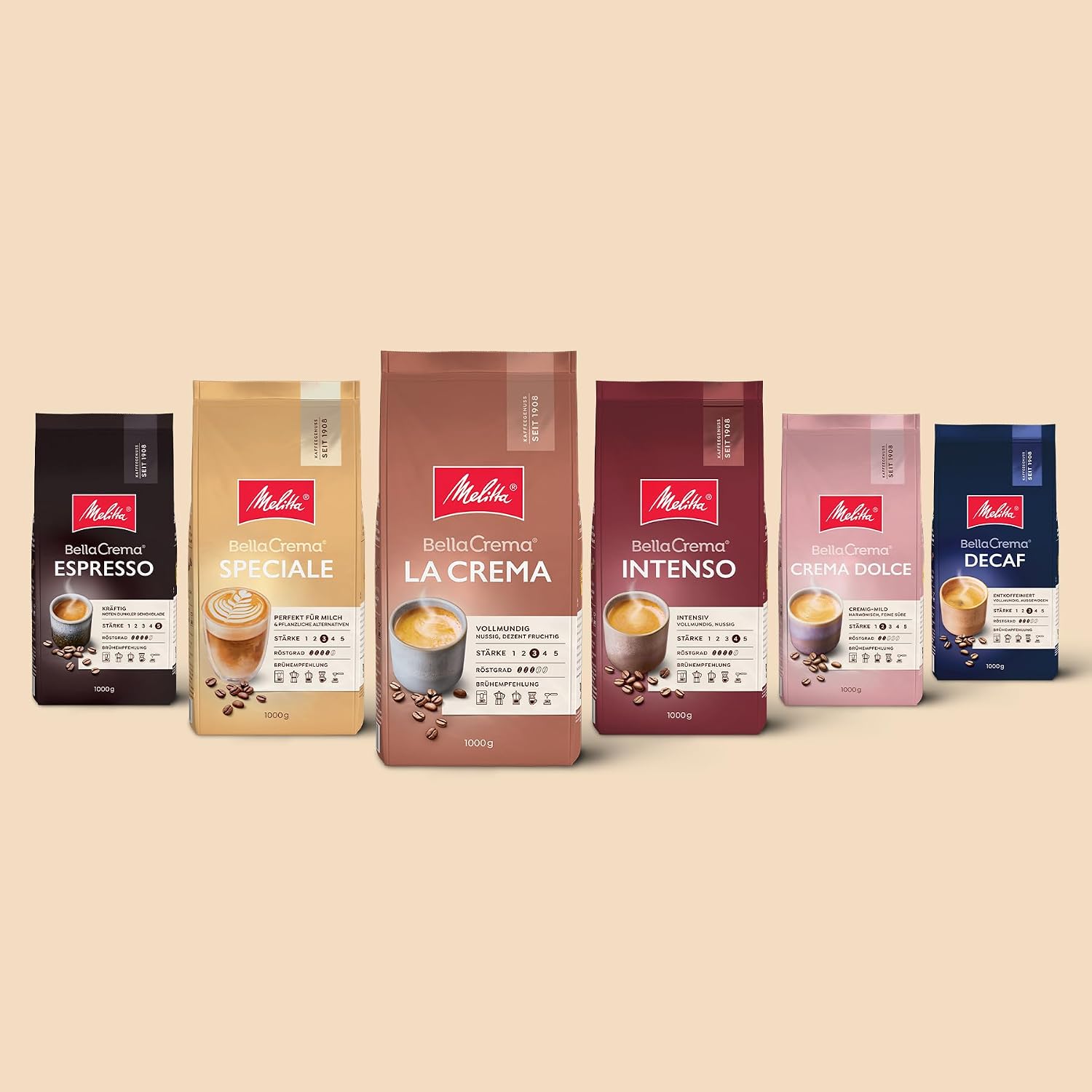 Melitta BellaCrema Intenso Coffee Beans, Strength 4/5, 4 x 1 kg – Bild 3