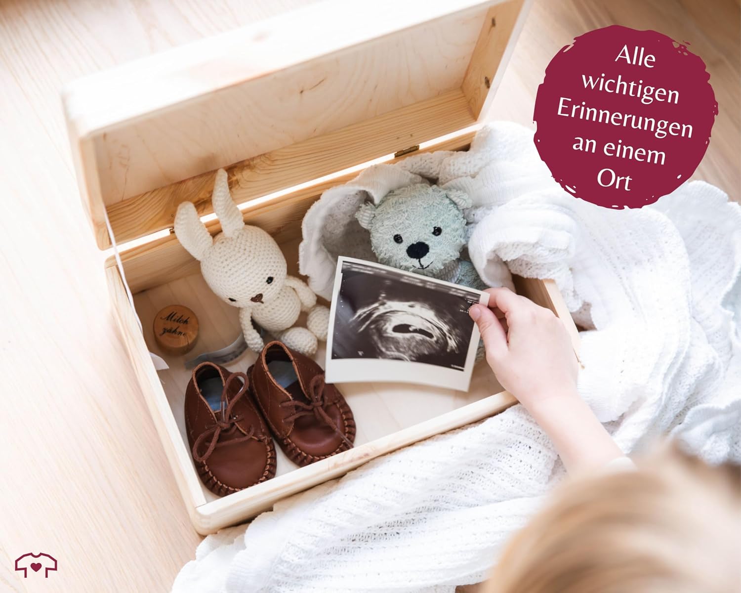 Wooden Memory Box Baby Wooden Box Baby - Gift Box for Birth with Name Data Mouse I Wooden Box Cute Mouse Birth Gift Packaging - 30 x 20 x 14 - Wooden - Memory Box Baby Gifts – Bild 5