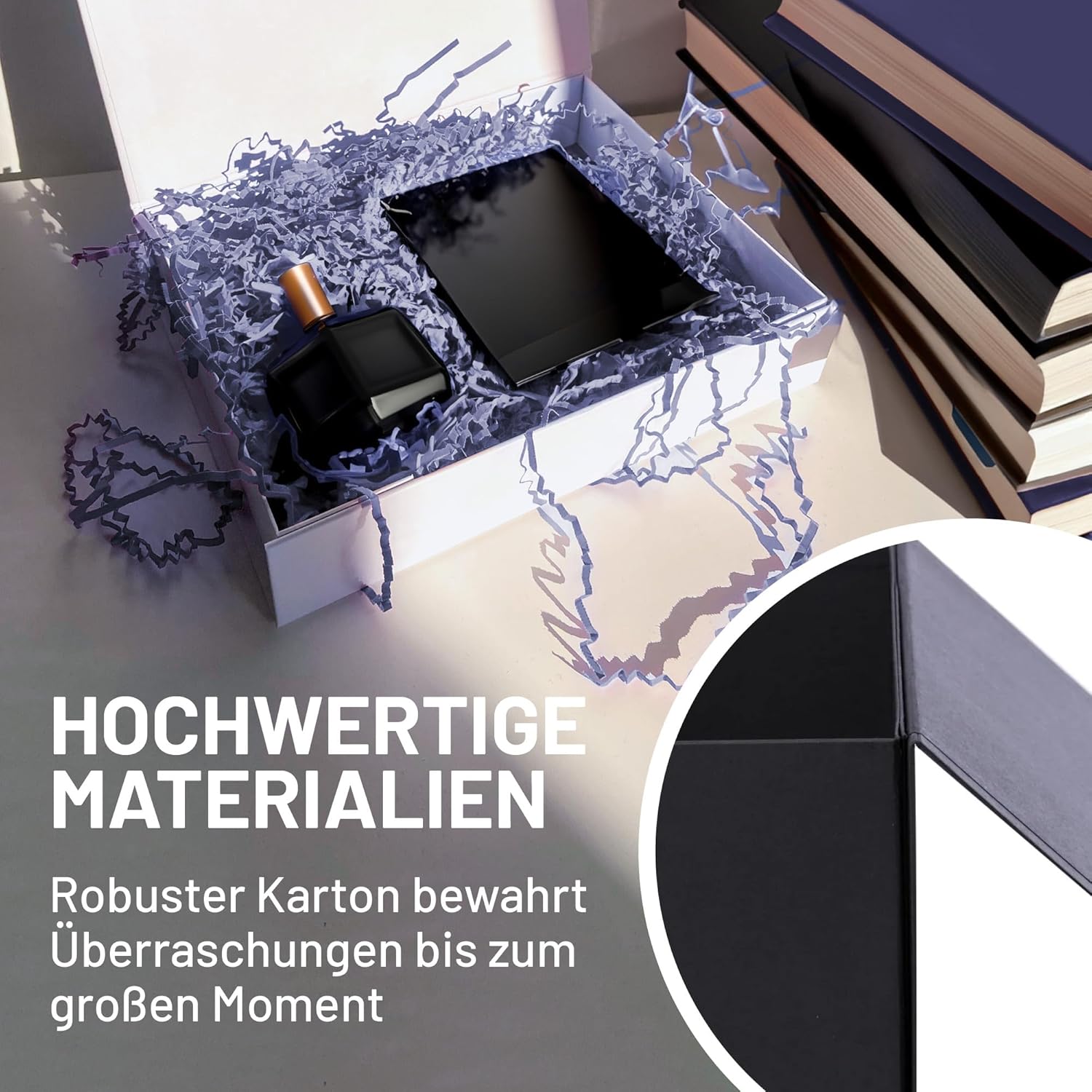 Gift Box with Lid | 23 x 17 x 5 cm | Gift Box with Magnetic Closure | Perfect for Birthday, Wedding, Christmas, Birth | Gift Packaging in Matt Black – Bild 4