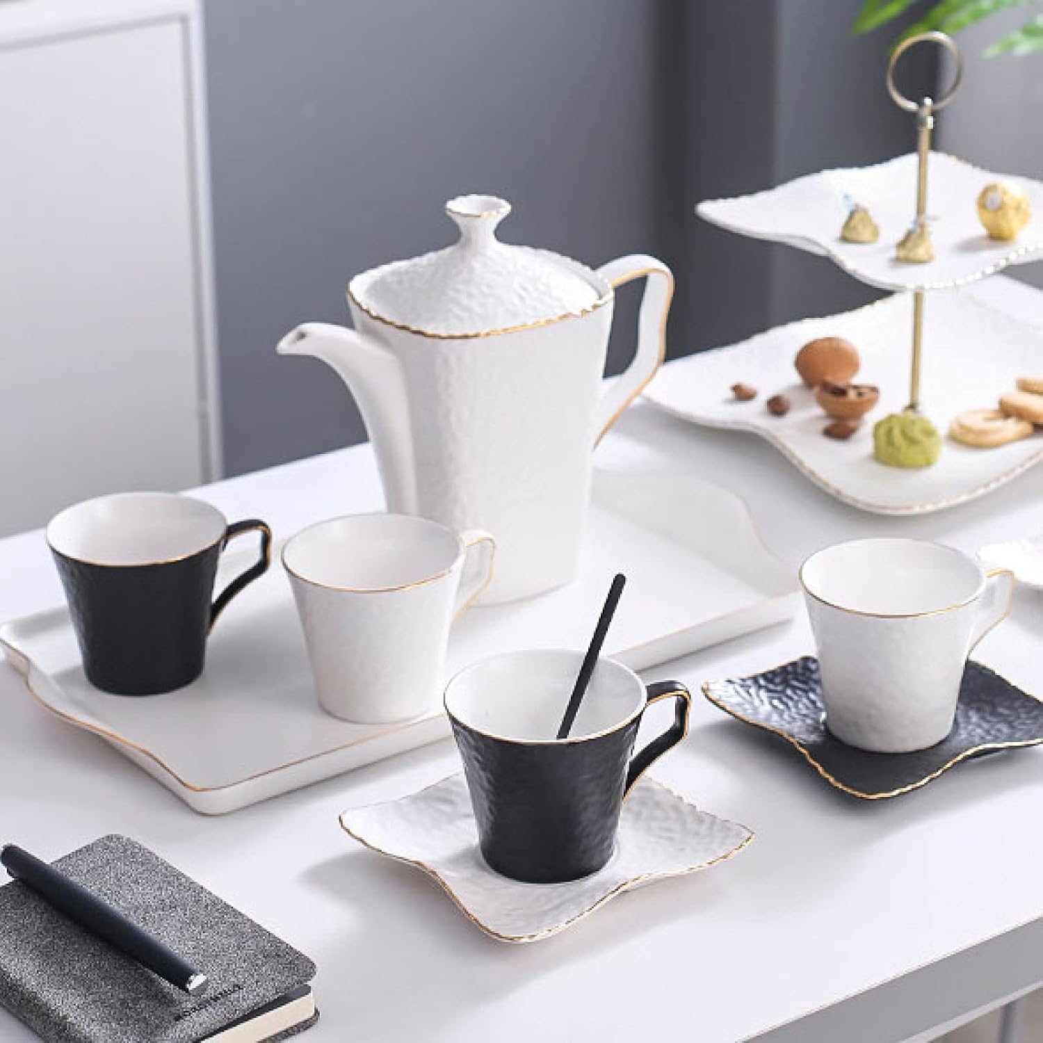 Tea Set, Coffee and Tea Gift Sets Porcelain and Ceramic Cups and Saucers for 4 People, Tea Sets with Teapot, Tea Cups – Bild 3