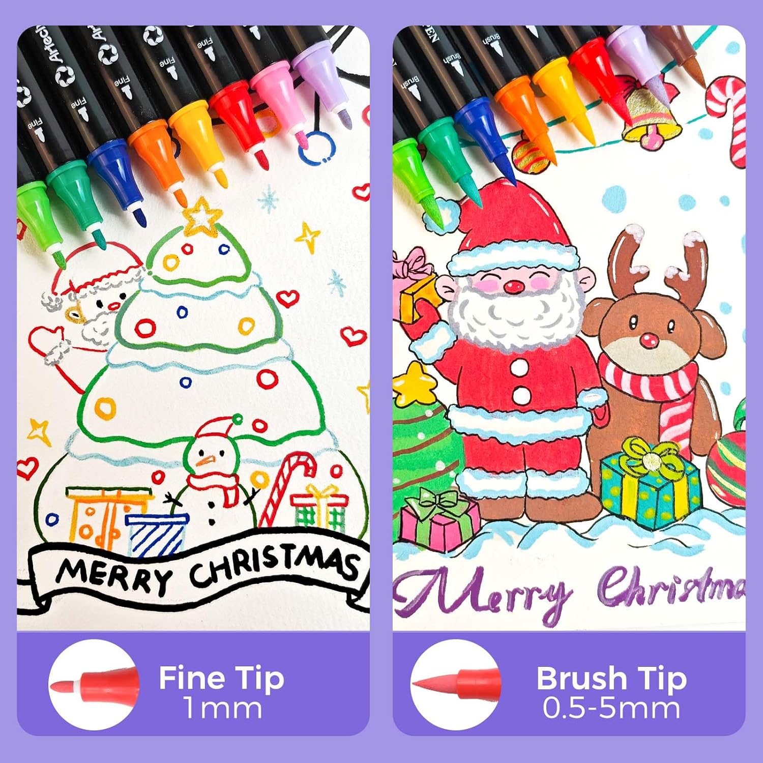 Artecho Acrylic Pens 72 Colours, 0.5-5 mm Waterproof Dual Tip Marker (Brush and Fine Tip), with Double Ends for Rock Painting, Glass, Paper, Wood, Egg, Canvas, Ceramic, Fabric, DIY Crafts – Bild 3