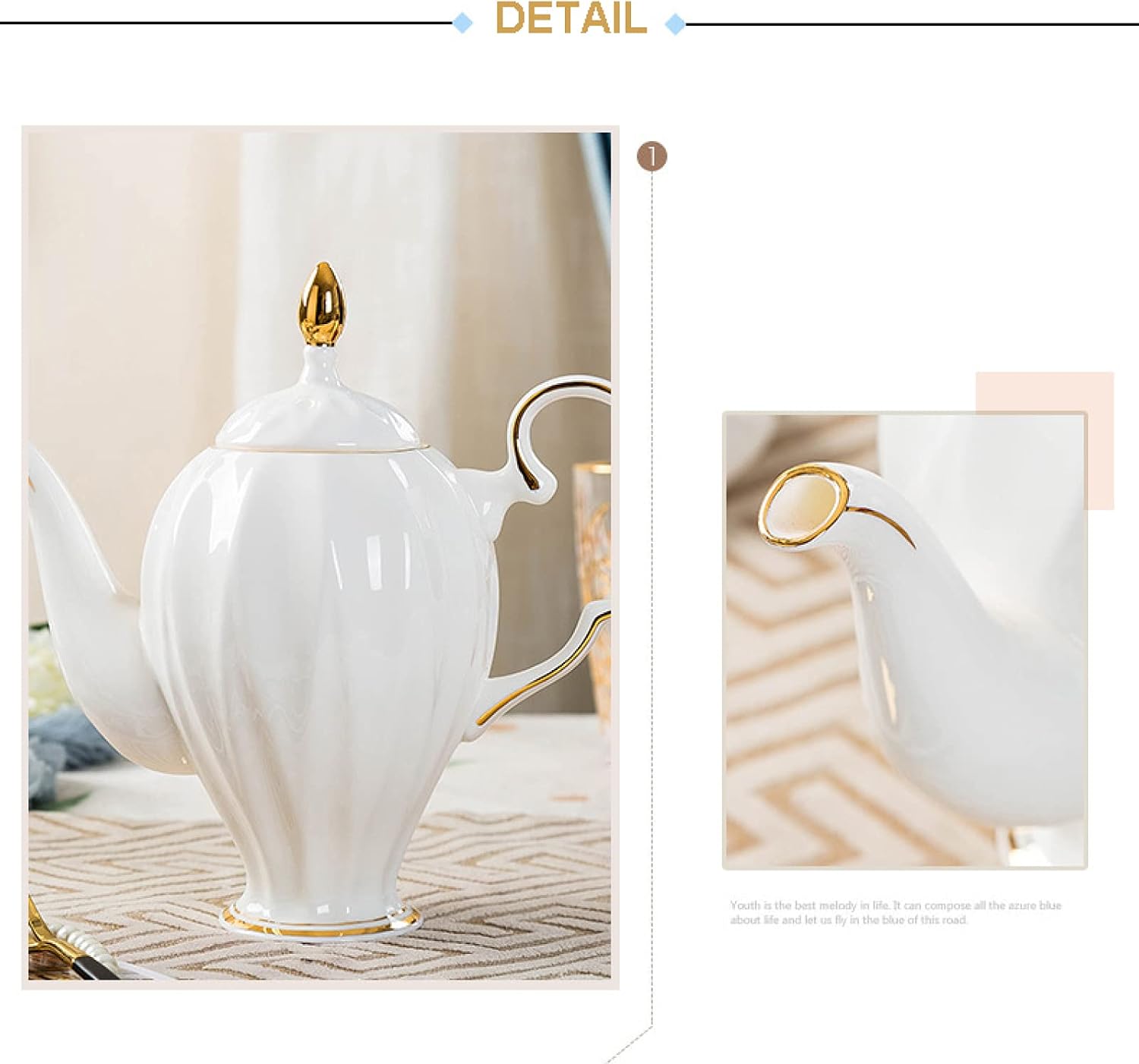 Tea Mug and Plate, 15 Piece Afternoon Tea Set for Adults, Porcelain Coffee and Tea Gift Sets for 6 People with Ceramic Teapot and Sugar Bowl – Bild 6